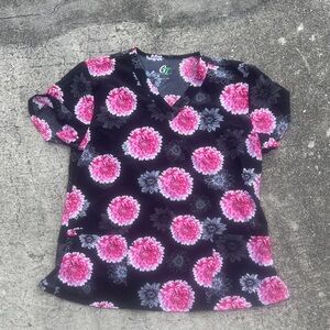 Chic Floral Black and Pink Women's Blouse